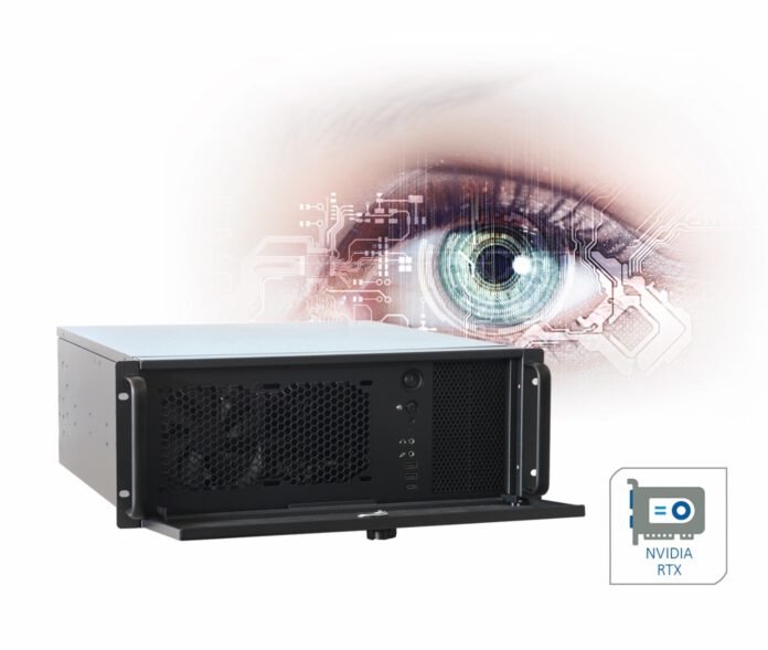 Abbildung des Industrie-PC's Spectra Vision i6K mit einem Auge im Hintergrund